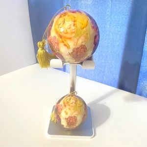 Victorian Girl Turtle Dove Purple Floral Shabby Chic Cottage Xmas Ornaments